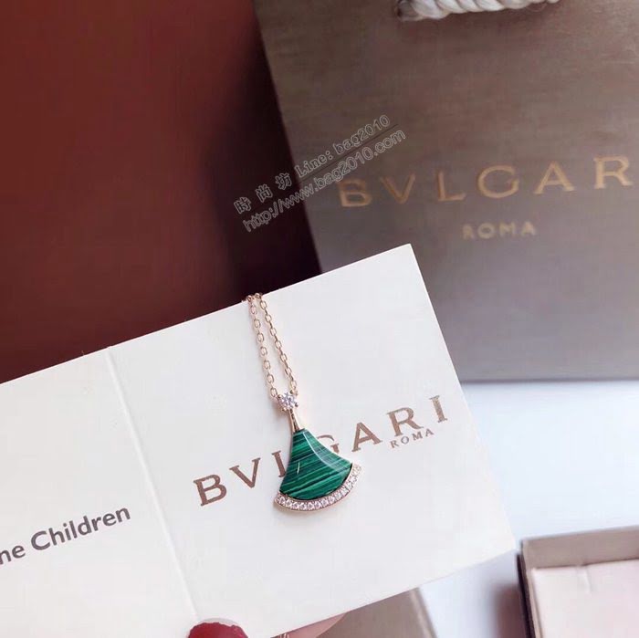 Bvlgari飾品 寶格麗Diva系列 裙子綠松石 帶鑽項鏈  zgbq3007